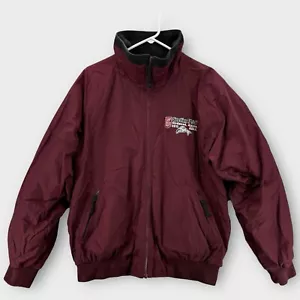 Girdwood Alaska Jacket Mens Large Red NFHS Fishing Windbreaker Coat 2011 Y2K - Picture 1 of 9