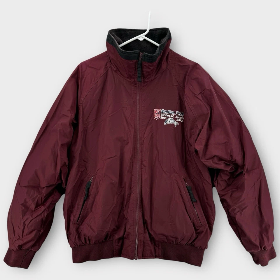 Girdwood Alaska Jacket Mens Large Red NFHS Fishing Windbreaker Coat 2011 Y2K - Image 1 of 4