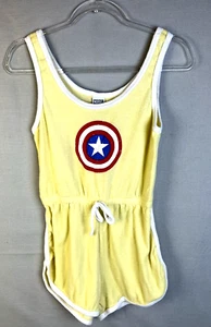 Marvel Captain America Terrycloth Romper Womens Small Yellow Swimsuit Cover Up - Picture 1 of 10
