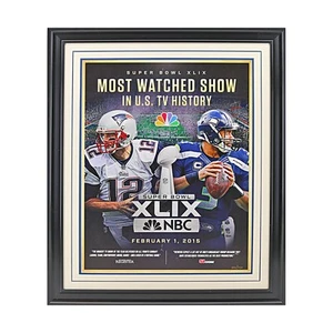New England Patriots Seattle Seahawks Super Bowl XLIX Framed Poster - Picture 1 of 4