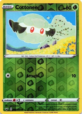 Cottonee 005/202 - REVERSE HOLO - SWSH01: Sword & Shield Base Set - NM - Image 1 of 2
