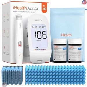 iHealth Acacia Blood Glucose Monitor Kit, 100 Glucometer Strips, 100 Lancets, 1 - Picture 1 of 9