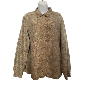 Anna and Frank Damen Bluse 100% Seide Large Paisley blau/beige Print - Bild 1 von 6