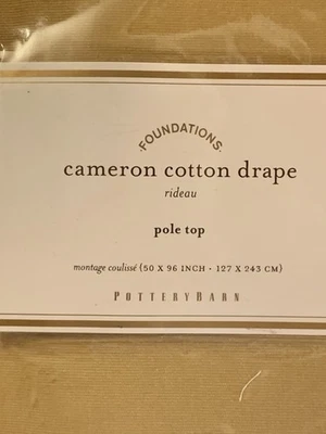Pottery Barn Cameron Cotton Drape Pole Top Curtain RIDEAU Beige/Straw 50x96 READ - Image 1 of 4