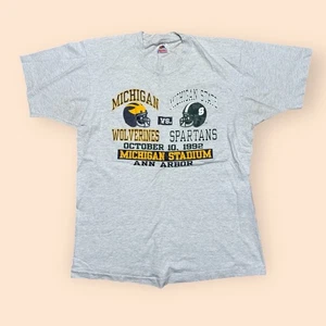 Vintage 1992 Michigan Vs Michigan State Football T-Shirt Large grau Vintage 90er - Bild 1 von 5