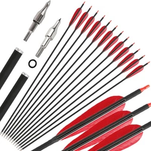 33" Archery Carbon Arrows 5" Feather SP500 Recurvebow Compound Bow Shooting Hunt - Picture 1 of 11