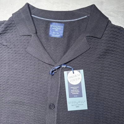 Camisa de acero y gelatina para hombre L abotonada manga corta azul algodón premium nueva con etiquetas Foto 1 de 4