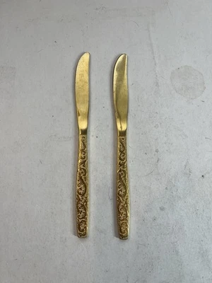 Cubiertos American Golden Heritage dorados 2 cuchillos de repuesto vintage Foto 1 de 4