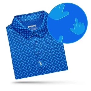 New Bogey Bros Golf Polo Birdie Finger Blue Jay Medium - Picture 1 of 1
