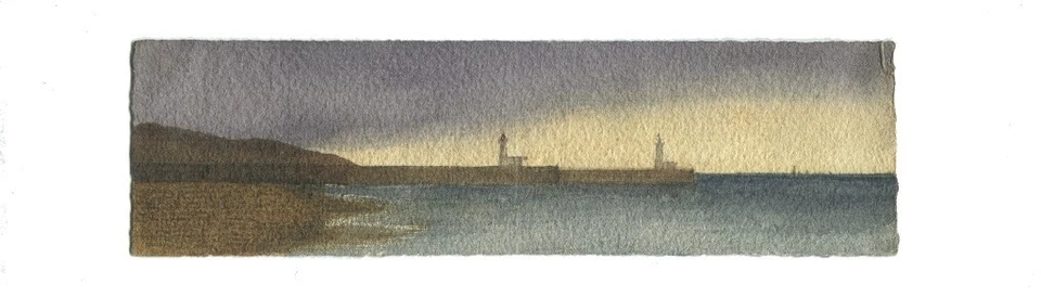 Phare , Paysage marin - Dessin original ancien à l'aquarelle - Photo 1/1