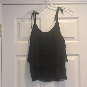 PJK Patterson J Kincaid Black Solid Pleated top black XS PJK Summer Top - Picture 1 of 7