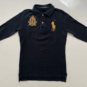 Polo Ralph Lauren Boys Black Big Pony Classic Fit Long Sleeve Polo Shirt Medium - Picture 1 of 10