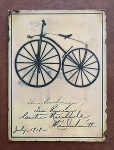 Bicicleta Boneshaker 1900 - Penny Farthing Bike 9.5" x 12.5" letrero de metal - Imagen 1 de 7