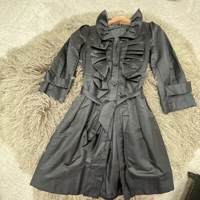 Chaqueta Ryu Mujer Talla Mediana Volantes Cinturón Abrigo Columpio Foto 1 de 4