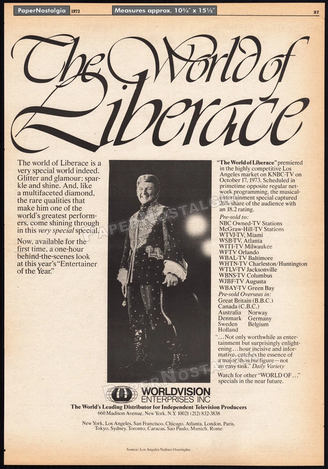 The World of LIBERACE__Original 1973 impresión comercial AD / póster__TV promoción especial Foto 1 de 1