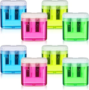8 Pieces Pencil Sharpeners Manual Double Hole Pencil Sharpener with Lid Hand for - Picture 1 of 6