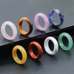 Herren Damen natürlicher echter mehrfarbiger Edelstein Bandring Größe 18-19 mm AAA - Bild 1 von 22