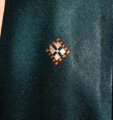 Neck Tie VTG Rhodia 50s 60s Emerald Green Single Orange Diamond Tie 54" x 3.25" - Image 1 of 4