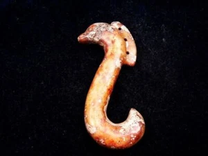 Old Nephrite Jade Stone Carved HongShan Culture Ancient Curly Phoenix #03172303 - Picture 1 of 6