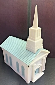 Vintage Teal white Colonial Church Train Display plastic O scale - Picture 1 of 15