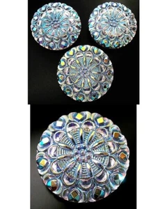 3 Tschechische Kristallglas SPITZE Knöpfe #B468 - 27 mm oder 1" - IRISIEREND !!!!!!!!!! - Bild 1 von 4