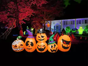 FAMILIA DE CALABAZAS ESPELUZNANTES LED HALLOWEEN 8 FT - Imagen 1 de 4