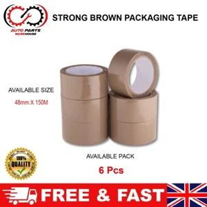 6x NASTRO IMBALLAGGIO PACCO MARRONE RESISTENTE 48MM X 150M BIGTAPE - Foto 1 di 13