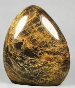 Amazing Black MOONSTONE Crystal Polished Standup Orbicular Reiki Statue - Picture 1 of 12