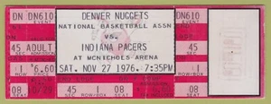 1976-77 Denver Nuggets vs. Indiana Pacers FULL Ticket 11/27/76 CREASED WEAR - Picture 1 of 2