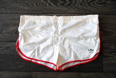 VINTAGE ADIDAS WEST GERMANY SPRINTER SHORTS RUNNING GYM NYLON WHITE SHINY D5 S-M - Image 1 of 4