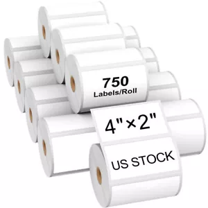 4" x 2" codici a barre spedizione ed etichette multiuso adesive premium per Zebra 12Roll - Foto 1 di 11
