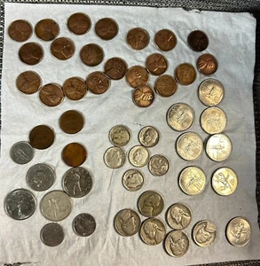 Lot Old  Coins  mostly us coins except lower left corner old canadian coins - Picture 1 of 1