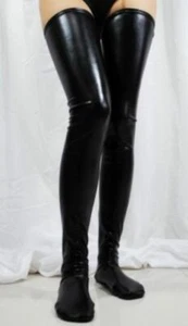 WET LOOK PVC THIGH HIGH STOCKINGS ONE SIZE 10-14 - FREE P&P - Picture 1 of 2