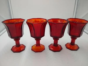 Vintage Amberina Small Panel Glass  Goblet Sherbert Cordial Stemware Beautiful - Picture 1 of 9