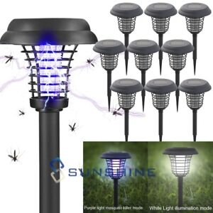 Mosquito Insect Solar Powered Killer Trap Fly Bug Outdoor Led Light Zapper Lamp