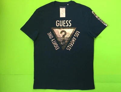 GUESS Los Angeles Men’s Short Sleeve T-Shirt Size LARGE Blue w/Dark Silver - Image 1 of 4