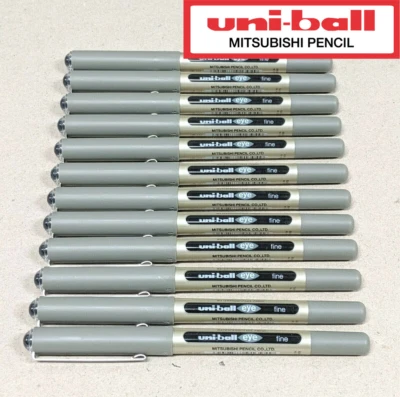 12 x Uni-ball Eye Pigment Ink Roller Ball Pen Black 0.7mm Fine UB-157 - image 1 of 4