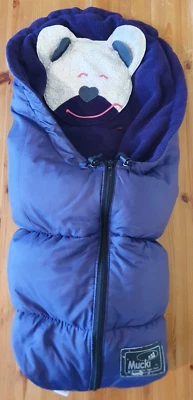 Odenwälder Babynest MUCKI Fußsack - Maxi Cosi Kinderwagen blau lila Gr. L 98cm - Bild 1 von 4