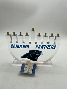 Carolina Panthers Hanukkah Menorah With Acrylic Holder & Brass Candle Cups - Picture 1 of 7