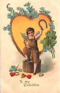 Postal San Valentín Niño Cupido Herradura Alemana Trébol Corazón - Imagen 1 de 2