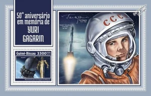 YURI GAGARIN VOSTOK-1 Cosmonaut 1st Man Space Stamp Sheet #2 2018 Guinea-Bissau - Picture 1 of 1