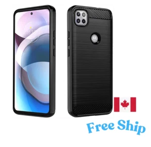 Carbon Fibre Texture Flexi Rubber Case for Motorola One Ace 5G 2021 - Picture 1 of 2