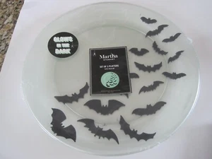 Martha Stewart Bats Clear Plastic Halloween Platters Glows In Dark Set Of 3 NIP - Picture 1 of 3