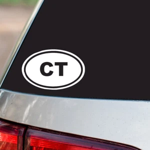 CT Sticker Connecticut State oval euro all chrome & regular vinyl color choices - Picture 1 of 2