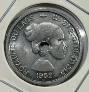 1952 Laos 10 Cents - Sisavang Vong Coin - Picture 1 of 3