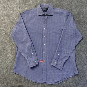 Polo Ralph Lauren Shirt Mens 17-34/35 Blue White Ghingham Regent Custom Fit L/S - Picture 1 of 13