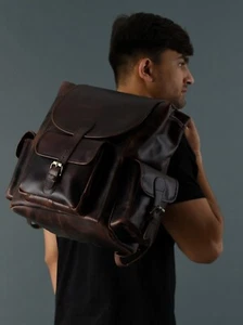 Mochila Mochila Cuero Búfalo Bolso de Hombro Oficina Escuela Bolsos Mochila de Día - Imagen 1 de 3