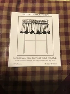 1 BURGUNDY CHECK VALANCE : PRIMITIVE TAN RED PLAID COUNTRY WINDOW 16”x72” - Picture 1 of 4