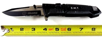 Mtech EMT Fold Knife Stainless Steel 1/2 Serrated Pocket Clip Stainless MT749EM - Image 1 of 4
