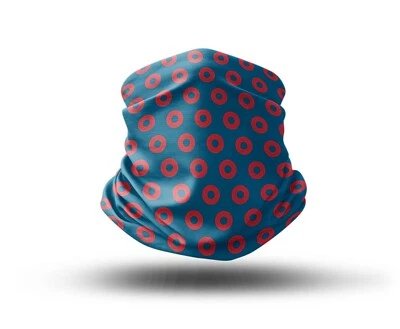 Washable Fabric Face Cover Neck Gaiter Unique Print Phish Red Circles EU Made - Image 1 of 4
